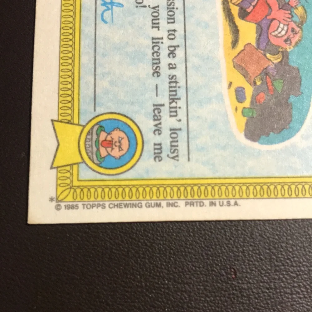 Garbage Pail Kids Ailin' Al trading card